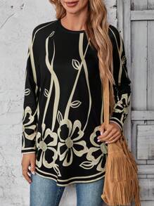 EMERY ROSE Vintage Clothes Women Women Long Sleeve Tops Graphic Tees Women Round Neck Casual Everyday T-Shirt