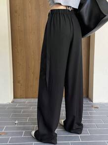 DAZY Women's Plain Color 2 In 1 Belted Loose Wide Leg Casual Pants For Summer