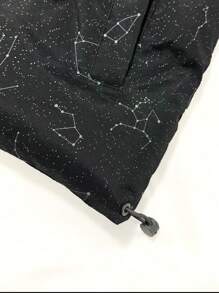 Manfinity Hypemode Men Oversized Long Sleeve Graphic Print Zip Up Coat, For Fall Winter - Black - View 3