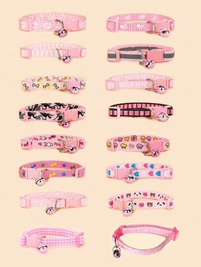 5 Peças Coleiras Fofas de Cão e Gato Cartoon com Sino - Padrão Aleatório de Coleiras para Animais de Estimação Pequenos e Médios, Conjunto de Coleiras Decorativas Ajustáveis para Filhotes de Gato e Cachorro, Coleiras de Náilon Engraçadas e Duráveis para Gatos e Cachorros, Presente para Amantes de Animais de Estimação