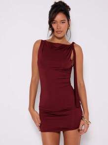 MUSERA Robe mini à encolure bateau et épaules nouées, romantique pour le printemps. Tenue de vacances à Ibiza, de fête, de concert d'été, de soirée, de rendez-vous, de fête d'anniversaire, d'Halloween, de fête d'hiver, de Thanksgiving. Chic.