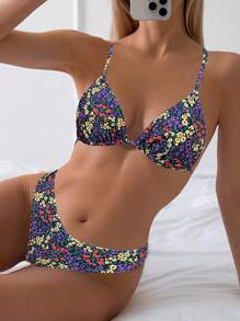 SHEIN Swim Women Printed Bikini Set Summer - Multicolor - View 5