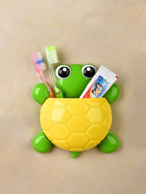 1 Stück süße Schildkröten Wandorganizer mit starken Saugnäpfen, süßer Cartoon Zahnbürstenhalter & Badezimmer Aufbewahrungsregal für Kinder, Mehrzweck-PP-Behälter für Zahnpasta, Stifte, Makeup-Pinsel, platzsparender Reiseorganizer, Kinderzimmer Dekoration