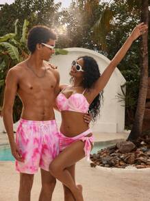 Manfinity VDAYZ 男士简约时尚休闲沙滩短裤，夏威夷风 - 彩色 - 查看 1