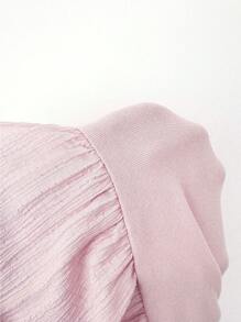 Chiquease 高领长袖荷叶边袖口和下摆开叉连衣裙，高弹力超舒适透气保暖修身浅色女式长裙，秋冬季，女士圣诞服装，感恩节服装女士长款女装 - 淺粉色 - 查看 8