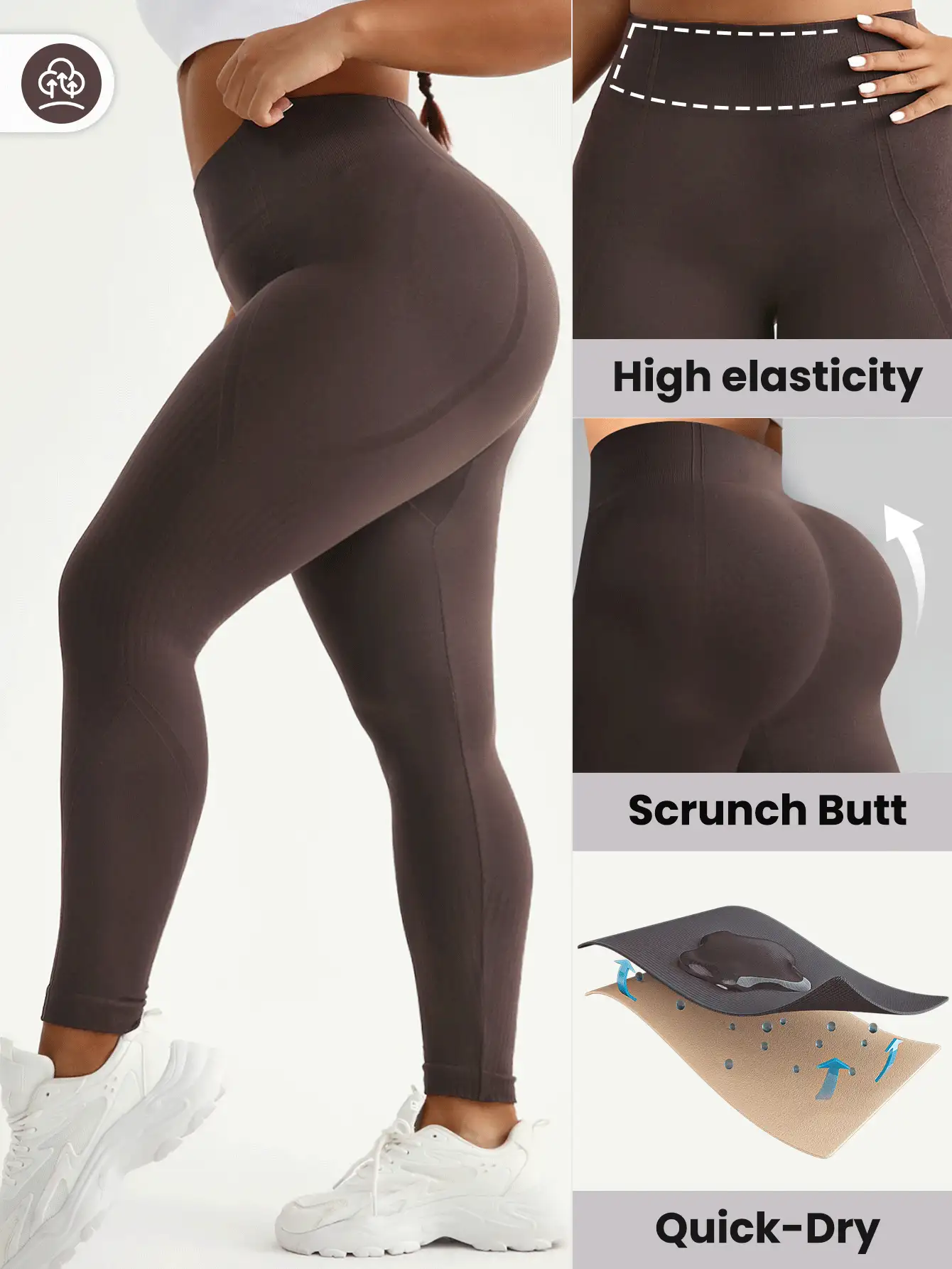 Easithlete 2pcs Plus Size Women Seamless Sports Pants For Winter - Multicolor - View 2