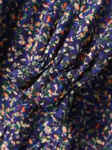 Rusticease Women All-Over Print Ruffle Trim Crew Neck Long Sleevewinter Dress - Multicolor - View 3