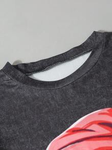 SHEIN Explorewe 2pcs Boys Black Printed Short Sleeve T-Shirt & Black Utility Shorts Set - Black - View 4