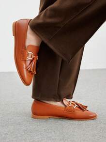CUCCOO BIZCHIC Sepatu Loafer Rumbai Datar Wanita - Coklat - View 3