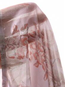 DAZY Floral Print Long Sleeve Tied Front Puff Sleeve Cropped Women Blouse, Spring/Summer,Fall Clothes Graphic Tee Vacation Outfits Women - Red - View 8