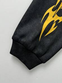 SHEIN Leap Crew Setelan 2 Potong Hoodie dan Celana Olahraga Kasual Longgar Bergambar untuk Anak Laki-Laki Usia Remaja (Tweeter) - MultiWarna - View 7