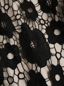 SHEIN Clasi 大码女式优雅镂空刺绣花卉边饰 A 字形圆领长裙，适合外出、通勤、特殊场合、秋冬季长款女装 - 彩色 - 查看 4