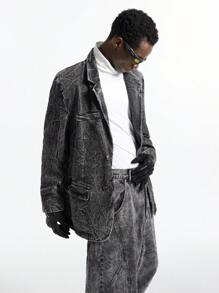 NEON BLANC Chaqueta de calle de doble botonadura de mezclilla para hombres