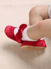 1 Pair 0-1 Year Infant Velvet Butterfly Decor Soft Rubber Bottom Anti-Slip Princess Shoes, Spring/Autumn