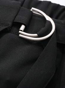 DAZY Women's Plain Color 2 In 1 Belted Loose Wide Leg Casual Pants For Summer