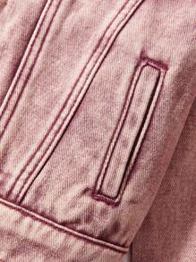 SHEIN Teen Girl Front Button Long Sleeve Pocket Casual Denim Jacket