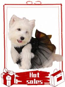 PETSIN Christmas Sequin Mesh Pet Dress, Black