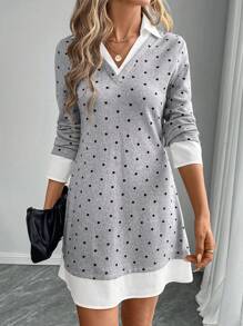 EMERY ROSE Women Patchwork Mini Dress - Black - View 7