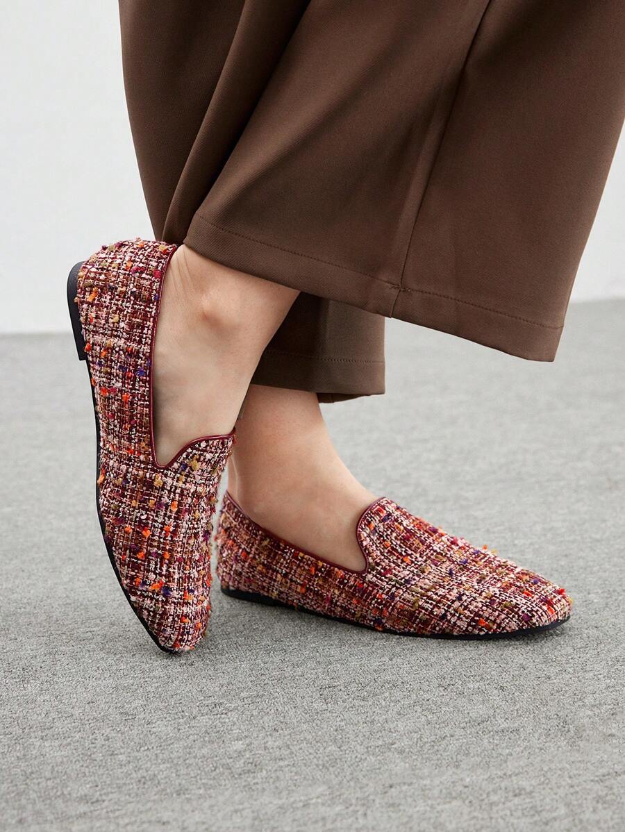 CUCCOO BIZCHIC Laser Cut Square Toe Flat Women Shoes Valentines - Burgundy - View 1