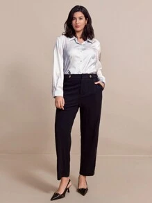 SHEIN Clasi 大码女式扎染长袖单排扣休闲衬衫（秋季） - 彩色 - 查看 5