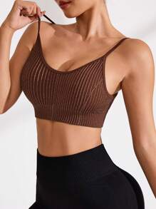 SHEIN Minimalist Solid Color Seamless Sports Bra - Multicolor - View 4