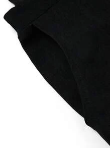 SHEIN Clasi 大码女式纯色无袖简约休闲毛衣连衣裙长款女装 - 黑色 - 查看 3