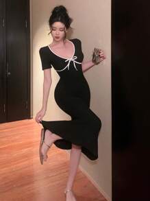 DAZY Spring/Summer New Design Color Block Splicing Dress For Women, Suitable For Night Out Prom Dress Sundress,Casual Women Dresses