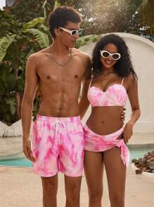 Manfinity VDAYZ 男士简约时尚休闲沙滩短裤，夏威夷风 - 彩色 - 查看 3