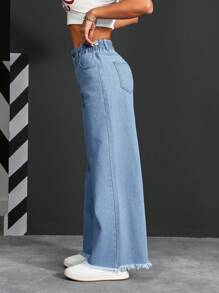 SHEIN PETITE Women's Loose Fit Wide Leg Casual Jeans With Pockets, Versatile