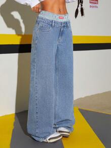 SHEIN ICON 女士前扣口袋牛仔裤、街头服饰、运动服饰