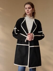 MOTF PREMIUM CONTRAST BINDING SINGLE BUTTON OVERCOAT - Black - View 6