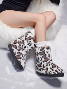 Cuccoo CUCCOO GRLICON Women's Leopard Print Thermal Lined Warm Snow Boots For Winter For Christmas And New Year Holiday Vibe Fall And Winter