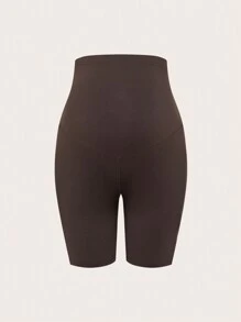 SHEIN Maternity Solid Color Pocket Casual Leggings, For Daily Wear