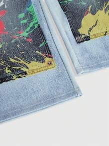 ROMWE MEN Street Life Pantalón deportivo suelto de efecto denim para hombres en otoño/invierno