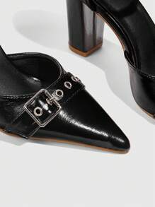 CUCCOO GRLICON Sandalias de tacón alto para mujer, estilo Y2K, punk rock, motociclista, chica cool, adecuadas para Halloween, Navidad, fiestas - Negro - Ver 4