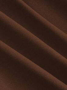 Flirla Plus Size Casual Solid Color Cinched Waist A-Line Dress - Rust Brown - View 5