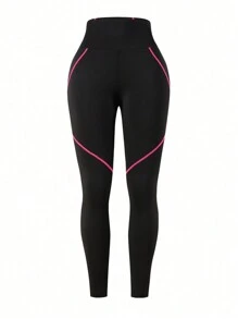 Easify SHEIN Sport 3 stuks dames effen kleur ronde hals gekruiste rug tanktop en leggings sportsets, casual dames workoutset dames leggingset