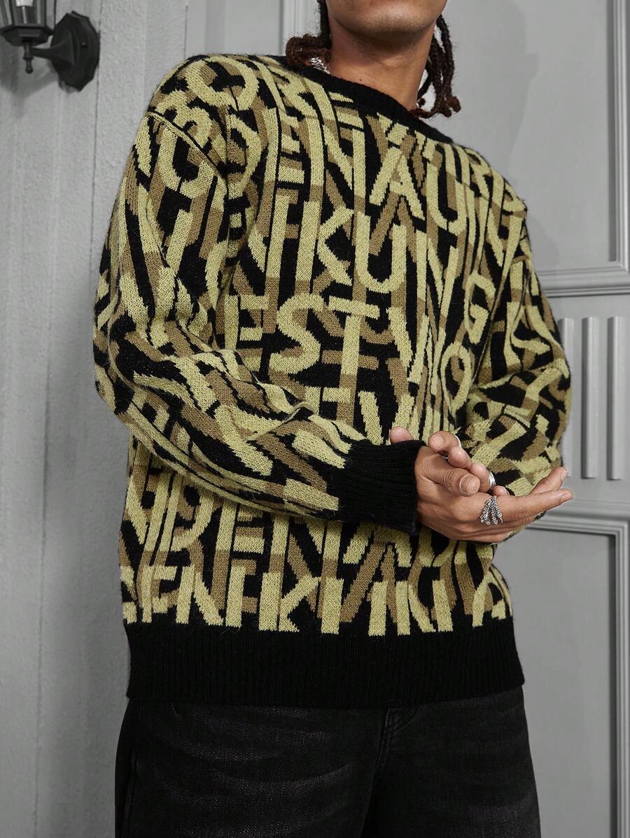 Manfinity EMRG Men's Simple Fashion Casual Knit Sweater, Suitable For Daily Wear - Multicolor - View 1