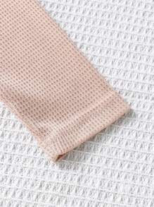 SHEIN Camisetas de manga larga para niñas pequeñas, de unicolor, en múltiples paquetes, con cuello redondo y detalles de estampado en inglés, aptas para uso casual diario