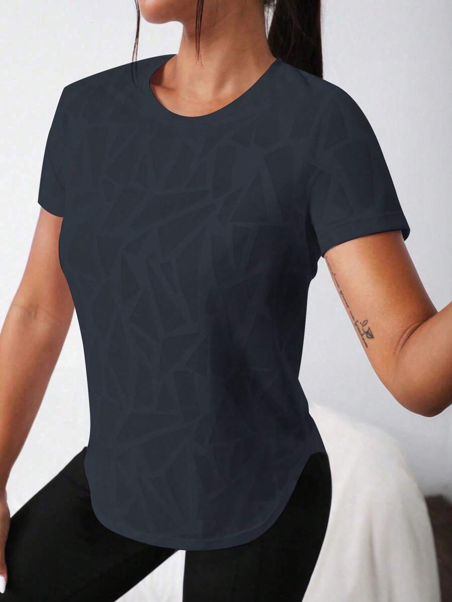 Easithlete Solid Color Round Neck Slim Fit Sport T-Shirt Workout Tank Top Gym Women Shirts - Dark Grey - View 1