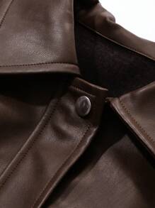 DAZY Chaqueta casual holgada con cierre de cremallera y manga larga de unicolor, para otoño