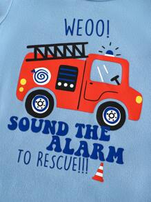 Cozy Pixies Young Boy Snug Fit Pajamas Set - Car Graphic Soft Knit Crew Neck Long Sleeve Top And Elastic Waist Long Pants, Cozy Lounge/Casual/Sleepwear 2 Pieces Outfit