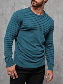 Manfinity Homme Plus Size Men's Simple Style Casual Everyday Sweater - Cadet Blue - View 4