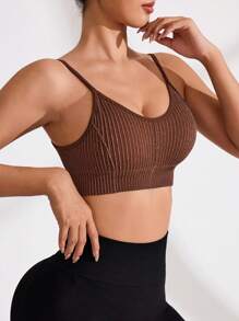 SHEIN Minimalist Solid Color Seamless Sports Bra - Multicolor - View 6