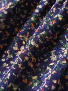 Rusticease Women All-Over Print Ruffle Trim Crew Neck Long Sleevewinter Dress - Multicolor - View 5