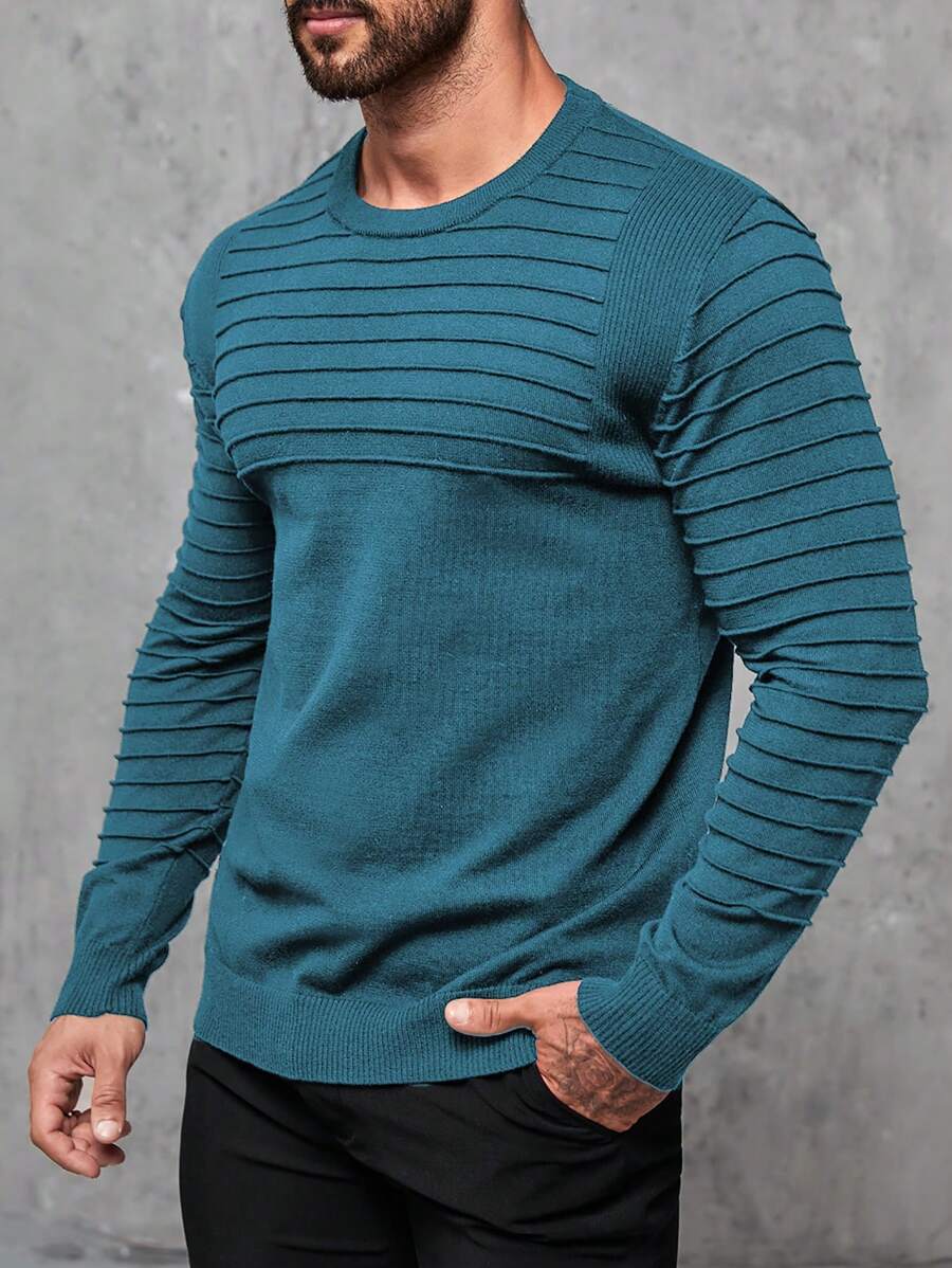 Manfinity Homme Plus Size Men's Simple Style Casual Everyday Sweater - Cadet Blue - View 1