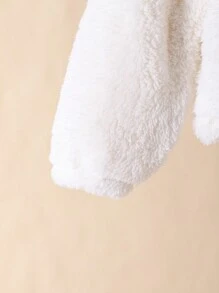 SHEIN 2 件套女婴厚毛绒熊耳朵连帽运动衫和裤子套装，秋冬 - 彩色 - 查看 6