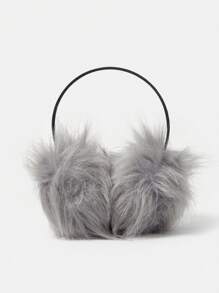 SHEIN SXY 1 件基本款蓬松耳罩，适合休闲佩戴 - 深灰色 - 查看 1