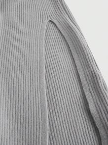 ROMWE Kawaii Đầm mini cổ nơ xếp ly đan lưới gợi cảm cho nữ, phong cách học thuật, dáng bodycon đuôi cá - Xám - Xem 7