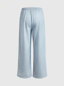 ROMWE MEN Street Life Pantalón deportivo suelto de efecto denim para hombres en otoño/invierno